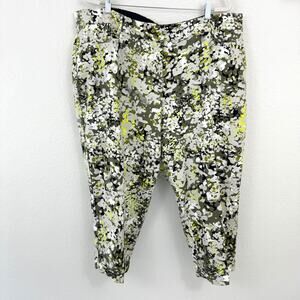 Lane Bryant Women Modernist Collection Stretch Floral Crop Pants Gray Size 26